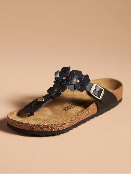 Birkenstock Shoes - Birkenstock Black Floral Gizeh Sandal